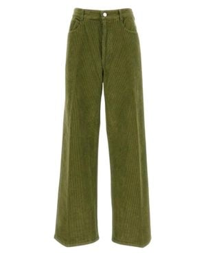 Cellar Door High-Waisted Ribbed Stretch Corduroy Pants - Green