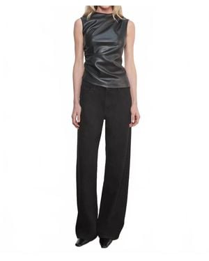 Enza Costa Leather Twist Top - Black