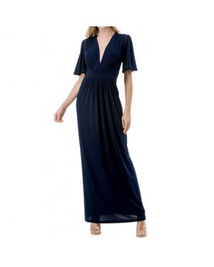 Ariella Flutter Sleeve Maxi Dress - Blue