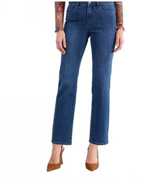 Fdj Olivia Pinstripe Straight Ankle Jean - Blue