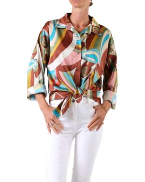 Gigi Moda Disco Tecca Satin Button Down Shirt - Red