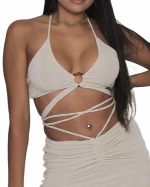 Peppermayo Lila Cropped Tie Top - Brown