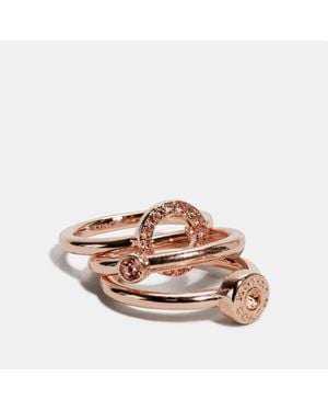 COACH Open Circle Halo Ring Set - Multicolor