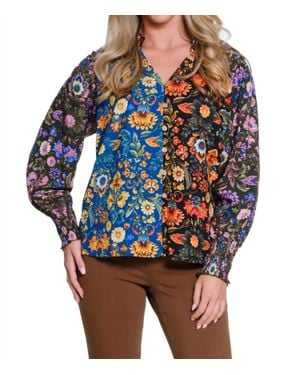 Tru Luxe Ruffle Neck Blouse - Blue
