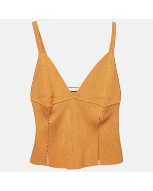 Jonathan Simkhai Rib Knit Cut-Out Detail Crop Top - Orange