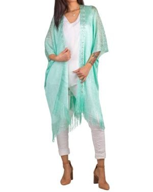Gigi Moda Spiaggia Open Front Kimono - Blue
