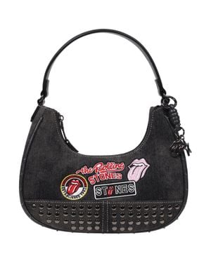 The Rolling Stones Patch Denim Hobo Bag - Black