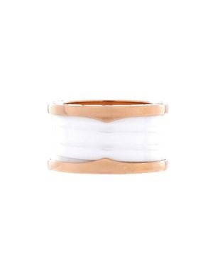 BVLGARI B. Zero1 Four Band Ring 18K Rose And Ceramic - White