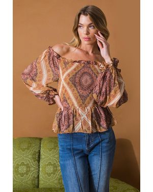 TRUEDAMES Boho Woven Top - Blue