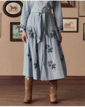 The Great Embroidered Highland Skirt - Blue