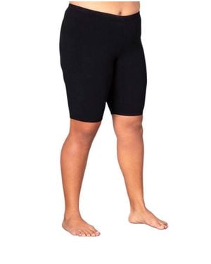 On The Plus Side Plus Size Solid Cotton Bike Shorts - Black