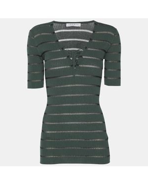 Sandro Stripe Stretch Knit Tops - Green