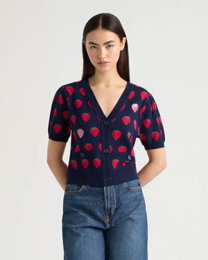 NVLT Short Sleeve Jacquard Cardigan - Blue