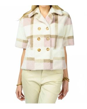 Ivy Jane Plaid Double Button Fur Top - Natural