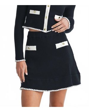 Endless Blu. Contrast Ribbed Knit Mini Skirt - Black