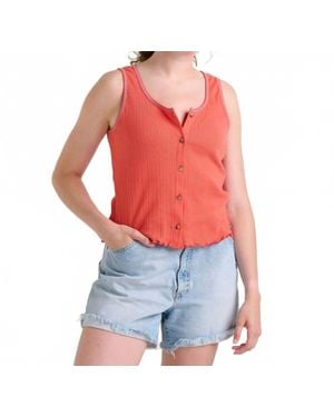 Toad & Co. Foothill Pointelle Button Tank Top - Red