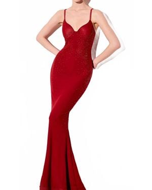Amoris Celestial Crystal Maxi Dress - Red