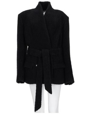 Isabel Marant Syndra Belted Oversized Virgin Wool-Blend Jacket - Black