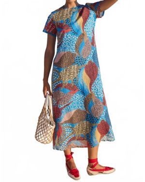 Oliphant Short Sleeve Shift Maxi Dress - Blue