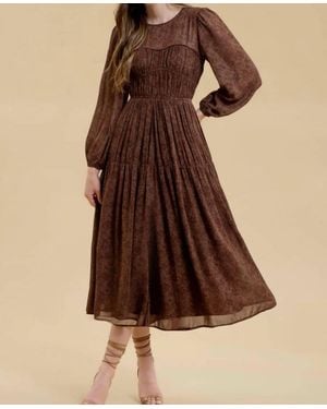 Blu Pepper Sweetheart Neck Shirred Maxi Dress - Brown