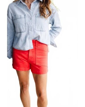 DAZE Valley Girl High Rise Shorts - Red