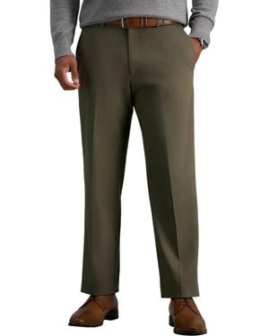 Haggar Classic Fit Pleat Front Casual Pant - Green