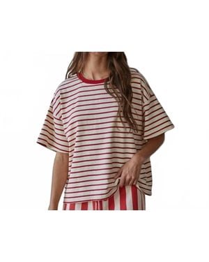 By Together Charlotte Stripped Crew Tee - Red