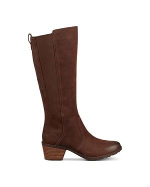 Teva Anaya Boots Leather Waterproof Block Heel Zap1083 - Brown