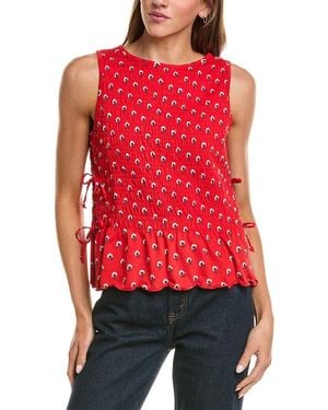 Madewell Side-Tie Smocked Tank - Red