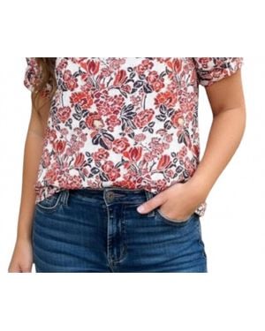 Voya Diana Floral Jacquard Blouse - Blue