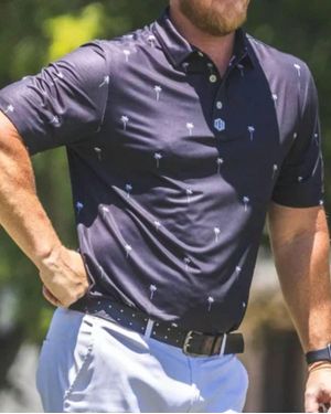 Park Tees Palms Short Sleeve Polo - Blue