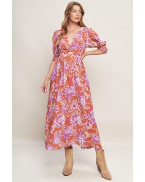 TRUEDAMES Meadow Serenade Woven Midi Dress - Pink