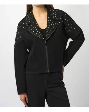 Joseph Ribkoff Stretch Denim Jacket With Stud Detailing - Black