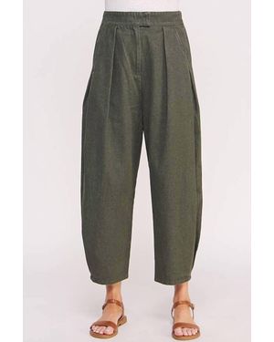 Jade By Jane High Waisted Pleated Baggy Ankle Length Pants - Green