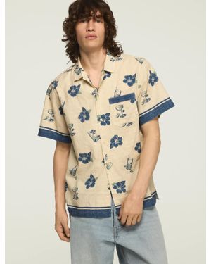 Lucky Brand Short Sleeve Printed Camp Collar Shirt - Natural