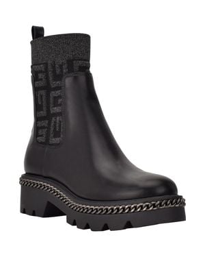 Guess Vardy Boots Lug Sole Platform Ankle Chelsea Htat340 - Black