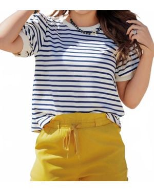 Jodifil Puff Sleeves Stripe Top - Blue