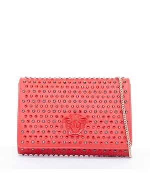 Versace Crystal Palazzo Medusa Embellished Crossbody Bag - Red