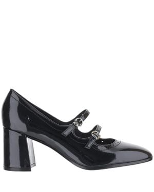 Pinko Perforated Strap Leather Pumps - Black