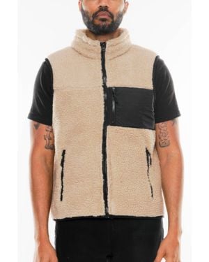 TRUEDAMES Padded Sherpa Fleece Vest - Black