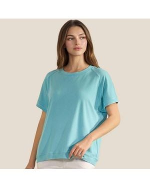 Yelete Everyday Soft Ribbed Loose Fit Top - Blue