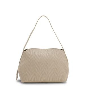 BOSS Woven Shoulder Bag With Double B Monogram - Natural