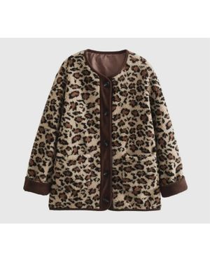 MapCie Leopard Fleece Jacket - Brown