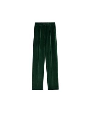 Pence Viola Forest- Velvet Wide-Leg Pants - Green