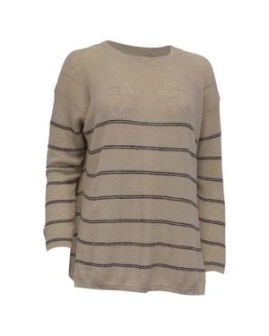 Max Mara Leisure Madia Striped Side-Slit Sweater - Gray