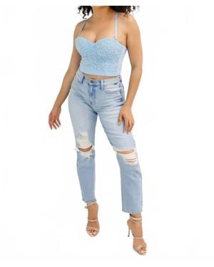 cello Addison High Rise Mom Jeans - Blue