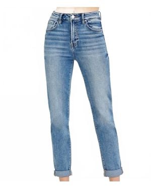 Risen Haven High Rise Ankle Skinny Roll Up Jeans - Blue