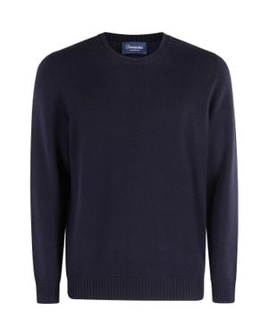 Drumohr Double-Ply Merino Wool Crew Neck Sweater - Blue