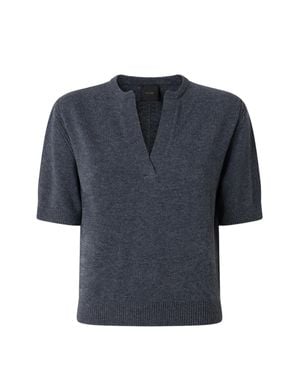 Pinko Varsavia Serafino Cropped Wool Top - Blue