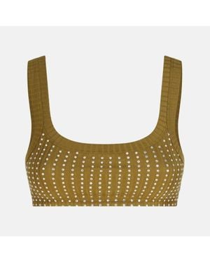 The Attico Military Top With Rhinestones - Natural